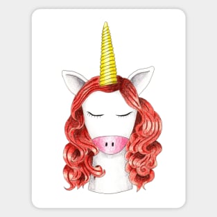 Unicorn Red Head Magnet